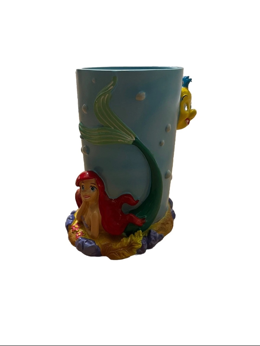 Disney The Little Mermaid Ariel & Flounder Mermaid Pen Cup - Light Blue